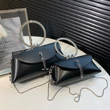 Rhinestone Ring Chain Shoulder Bag for Women Small Crossbody Bag