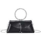 Rhinestone Ring Chain Shoulder Bag for Women Small Crossbody Bag
