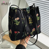 Large Flowers Tote Bags Ladies Bucket High-quality Fabric Women's Handbag