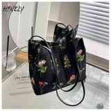 Large Flowers Tote Bags Ladies Bucket High-quality Fabric Women's Handbag