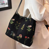 Large Flowers Tote Bags Ladies Bucket High-quality Fabric Women's Handbag
