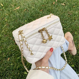 Lattice Box Crossbody Bag Leather Women Handbag Shoulder Bag