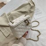 Lattice Box Crossbody Bag Leather Women Handbag Shoulder Bag