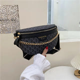 Stylish Printed PU Leather Chain Waist Bag for Women