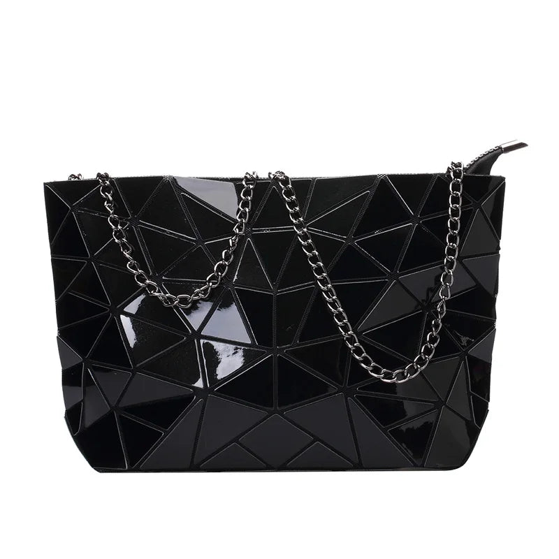 Luminous Women Shoulder Bag Geometric Handbags Chain Messenger Clutch Tote