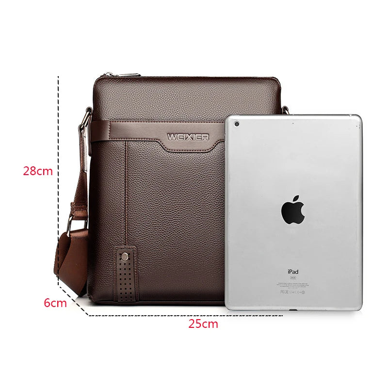 Men Business Messenger Bags PU Leather Crossbody Bag Vintage