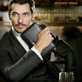 Men Double Zipper Leather Clutch Wallet Business Gift