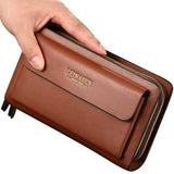 Men's Long Wallet Organizer PU Leather Double Zip Money Pocket Clutch Bag