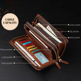 Men's Long Wallet Organizer PU Leather Double Zip Money Pocket Clutch Bag