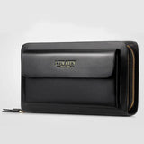 Men's Long Wallet Organizer PU Leather Double Zip Money Pocket Clutch Bag
