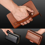 Men's Long Wallet Organizer PU Leather Double Zip Money Pocket Clutch Bag