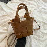Mini Square Weave Bag Leather Shoulder Crossbody Bag for Women