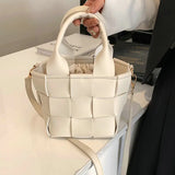 Mini Square Weave Bag Leather Shoulder Crossbody Bag for Women