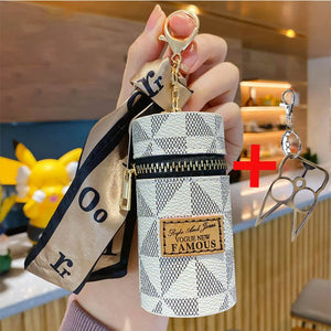 Mini Lipstick Bag Silk Ribbon Key Chain for Women