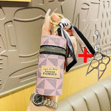 Mini Lipstick Bag Silk Ribbon Key Chain for Women
