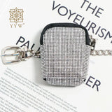 Metal Suede Waist Pack Bling Diamonds Rhinestone Women Y2k Style