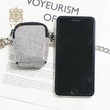 Metal Suede Waist Pack Bling Diamonds Rhinestone Women Y2k Style