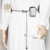 Metal Suede Waist Pack Bling Diamonds Rhinestone Women Y2k Style