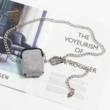 Metal Suede Waist Pack Bling Diamonds Rhinestone Women Y2k Style