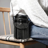 Mini PU Leather Bucket Crossbody Bag with Tassel