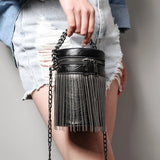 Mini PU Leather Bucket Crossbody Bag with Tassel