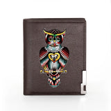 Mysterious Owl Cover Leather Wallet Slim Credit Card Holders