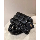 Quilted Nylon Women's Crossbody Bag with Woven Cotton Shoulder Strap