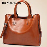 Oil Leather Bags for Women Handbag Female High Women Messenger Tote Bag