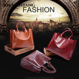 Oil Leather Bags for Women Handbag Female High Women Messenger Tote Bag