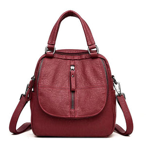 PU Leather Backpack Women Multifunction Shoulder Crossbody Bag