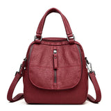PU Leather Backpack Women Multifunction Shoulder Crossbody Bag