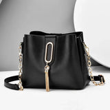 PU Leather Bucket Bag Female Crossbody Bag Butterfly Pendant Shoulder Bag