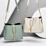 PU Leather Bucket Bag Female Crossbody Bag Butterfly Pendant Shoulder Bag
