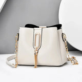 PU Leather Bucket Bag Female Crossbody Bag Butterfly Pendant Shoulder Bag