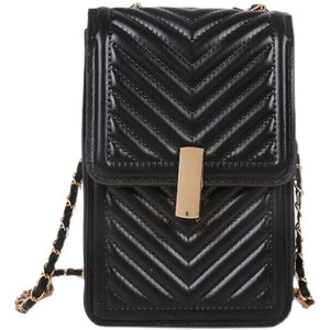 Square Phone Bag with Chain Mini Messenger Bag PU Leather Phone Pouch