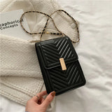 Square Phone Bag with Chain Mini Messenger Bag PU Leather Phone Pouch