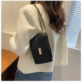 Square Phone Bag with Chain Mini Messenger Bag PU Leather Phone Pouch