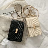 Square Phone Bag with Chain Mini Messenger Bag PU Leather Phone Pouch