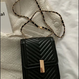 Square Phone Bag with Chain Mini Messenger Bag PU Leather Phone Pouch