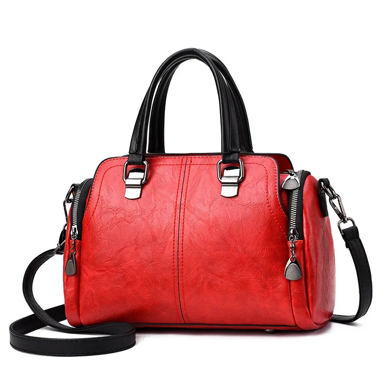 PU Leather Handle Bag For Women Middle-aged Shoulder Bags