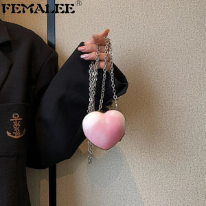Peach Heart Clutch Evening Bag Wallet Mini Love Hearted Handbag