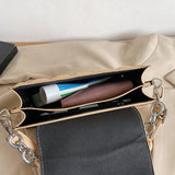 Plaid Women Shoulder Bag PU Leather Crossbody Bag Thick Chain Handle Bags