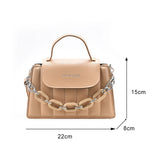 Plaid Women Shoulder Bag PU Leather Crossbody Bag Thick Chain Handle Bags