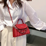 Plaid Women Shoulder Bag PU Leather Crossbody Bag Thick Chain Handle Bags