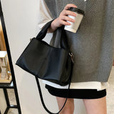 Pleated Crossbody Bag Soft PU Shoulder Tote Clutch for Women