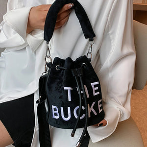 Faux Fur Plush Bucket Bag Handbag for Women