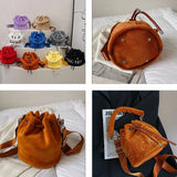 Faux Fur Plush Bucket Bag Handbag for Women