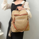 Vintage PU Leather Backpack Women Shoulder Bag High Capacity Travel School Bags