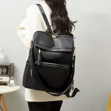 Vintage PU Leather Backpack Women Shoulder Bag High Capacity Travel School Bags