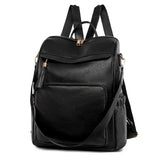 Vintage PU Leather Backpack Women Shoulder Bag High Capacity Travel School Bags